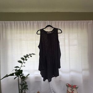 Free people gray open shoulder winged T shirt